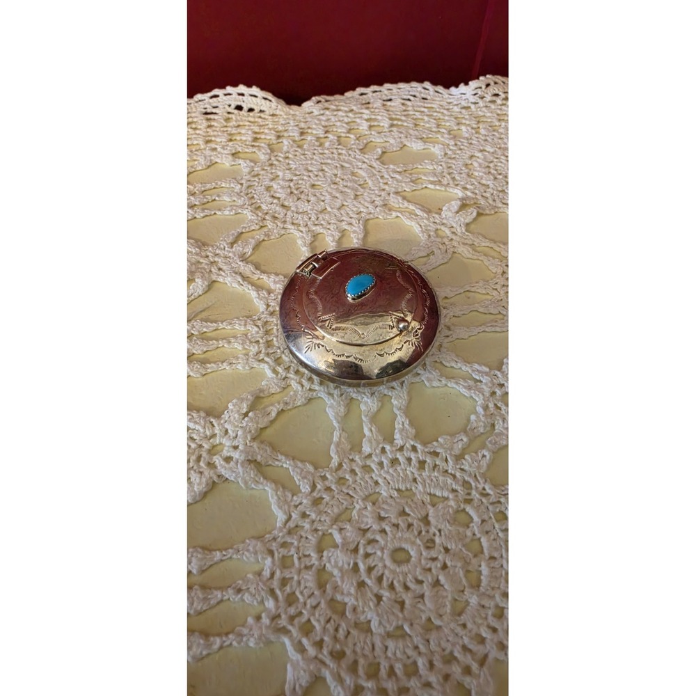 Vintage Navajo Sterling Silver  Pill Box/Trinket Singed by Jeffrey Castillo, 33g
